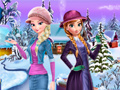 खेल Elsa and Anna Winter Dress Up
