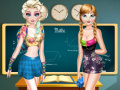 खेल Elsa And Anna Highschool Fashion