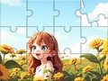 खेल Jigsaw Puzzle: Sunflower Girl