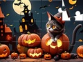 खेल Jigsaw Puzzle: Halloween Cat