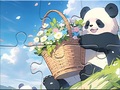 खेल Jigsaw Puzzle: Basket Flower Panda