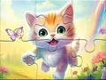 खेल Jigsaw Puzzle: Kitten With Butterfly