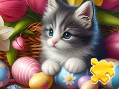 खेल Jigsaw Puzzle: Easter Cat