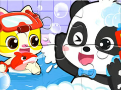 खेल Jigsaw Puzzle: Baby Panda Shower Time