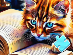 खेल Jigsaw Puzzle: Cat Reading