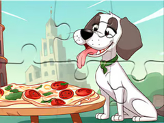 खेल Jigsaw Puzzle: Dog Eating Pizza