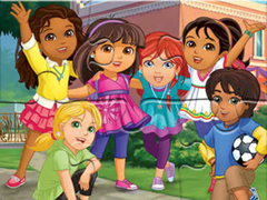 खेल Jigsaw Puzzle: Dora Into City