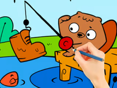 खेल Coloring Book: Fishing Squirrel