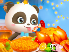 खेल Jigsaw Puzzle: Little Panda Thanksgiving Feast