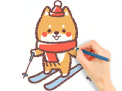 खेल Coloring Book: Skiing Puppy